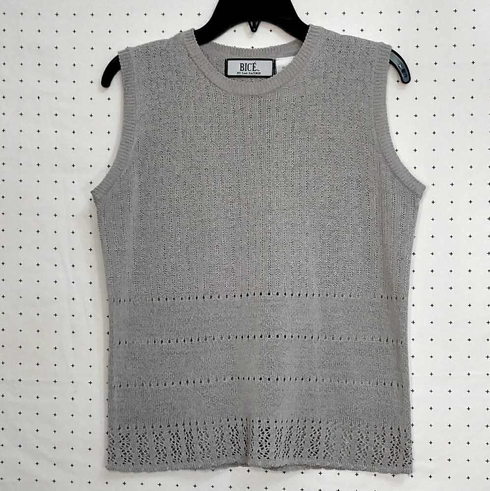 Bicé gray sleeveless sweater top sz M - Picture 2 of 6